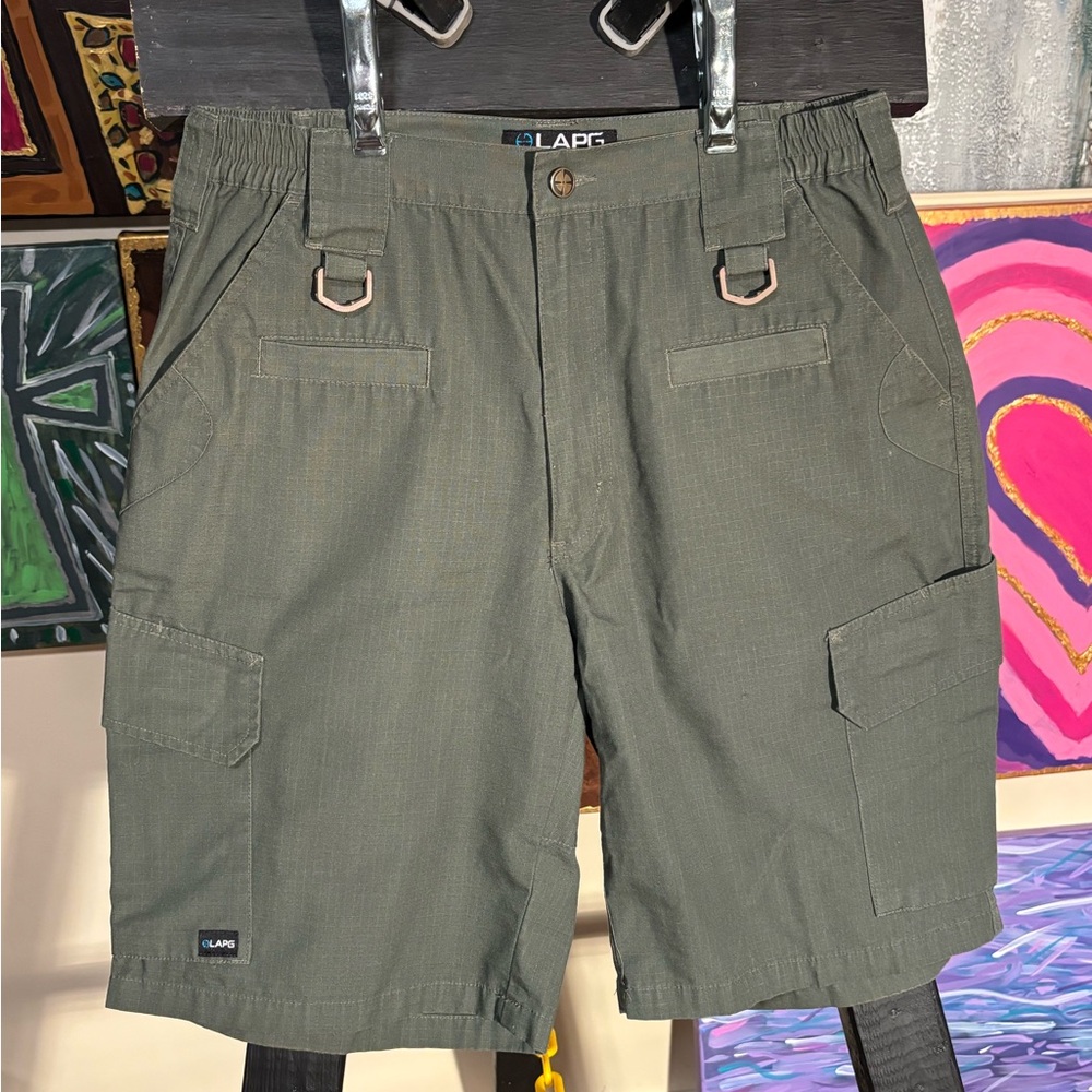 LAPG Men's 34 Tactical Cargo Shorts - Dark Green